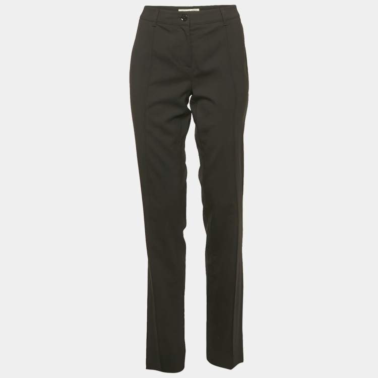 Pre Owned Burberry Black Wool Regular Fit Trousers S