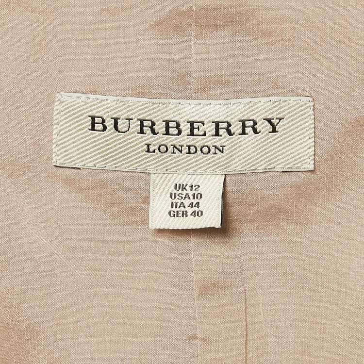 Pre Owned Burberry Beige Chiffon Plisse Short Sleeve Top M