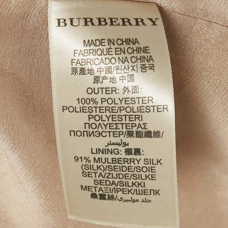 Pre Owned Burberry Beige Chiffon Plisse Short Sleeve Top M