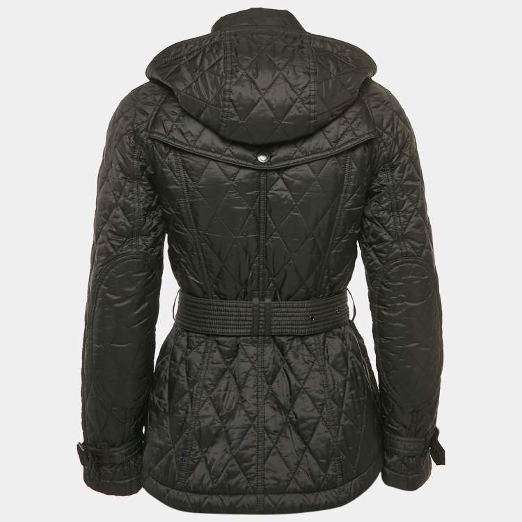 Pre Owned Burberry Black Nylon Quilted Jacket XS