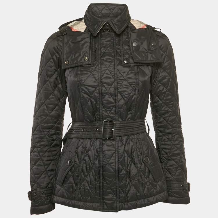 Pre Owned Burberry Black Nylon Quilted Jacket XS