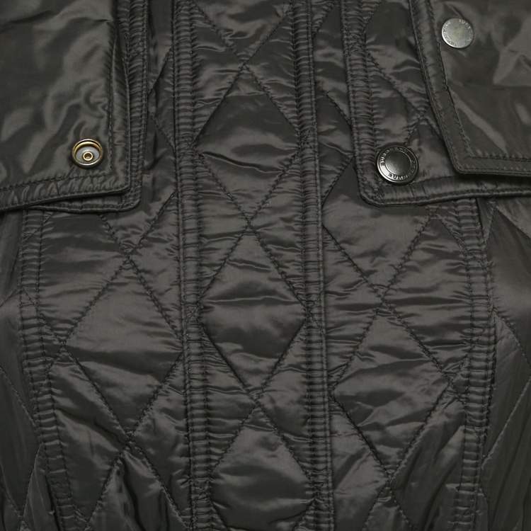 Pre Owned Burberry Black Nylon Quilted Jacket XS