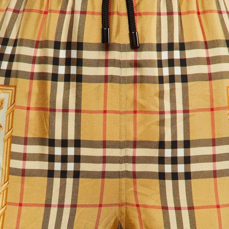 Pre Owned Burberry Beige Printed Nova Check Silk Joggers M