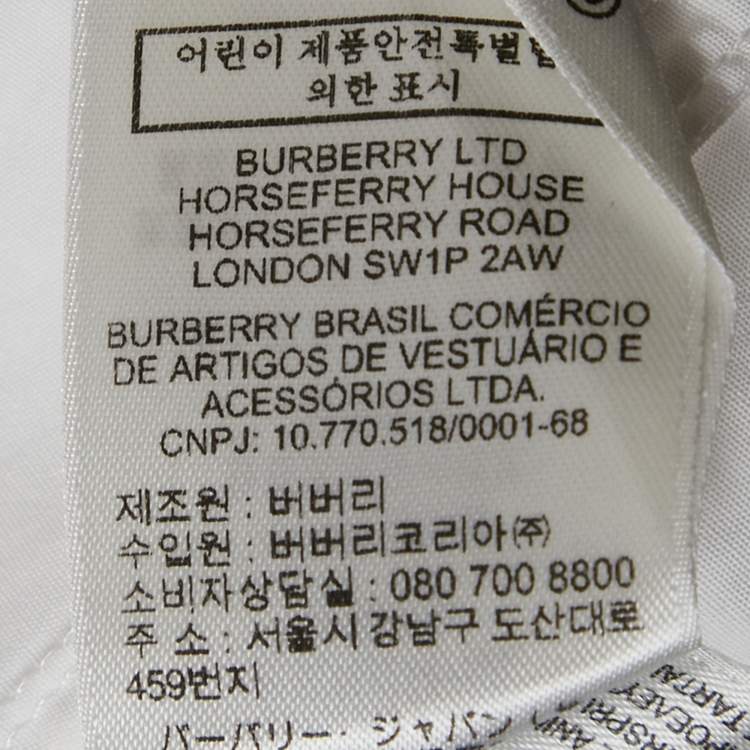 Pre Owned Burberry White Logo Print Cotton Oversized Shirt XS