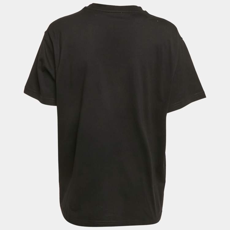 Pre Owned Burberry Black Carrick Checks Jersey T-Shirt S