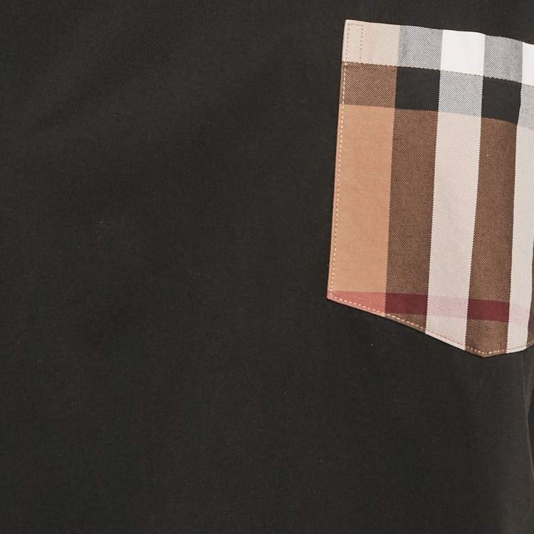 Pre Owned Burberry Black Carrick Checks Jersey T-Shirt S