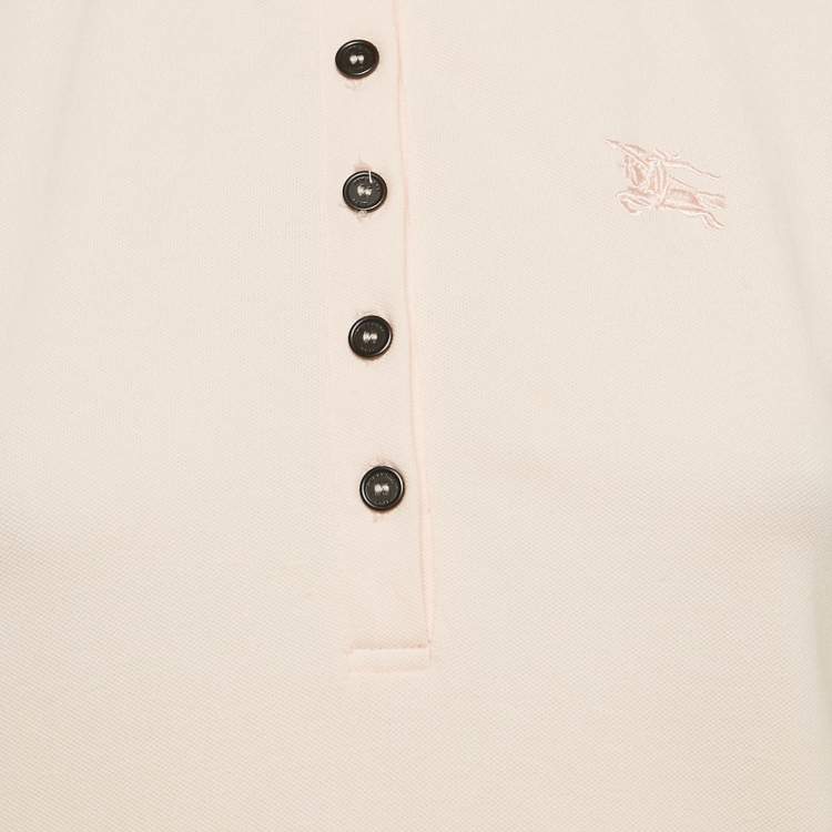 Pre Owned Burberry Pink Checks Collar Pique Polo T-Shirt S