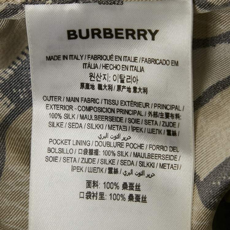 Pre Owned Burberry Beige Monogram Print Silk Trousers XS