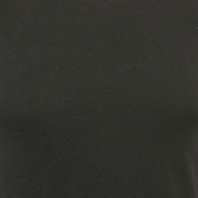 Pre Owned Burberry Black Stretch Cotton Cuffed Sleeve T-Shirt XS 