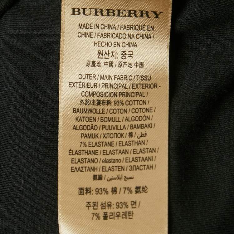 Pre Owned Burberry Black Stretch Cotton Cuffed Sleeve T-Shirt XS 
