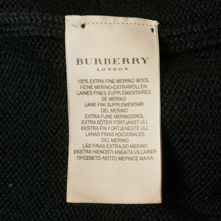 Pre Owned Burberry Black Merino Wool Knit Turtleneck Sweater XS