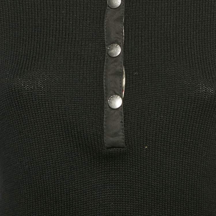 Pre Owned Burberry Black Merino Wool Knit Turtleneck Sweater XS