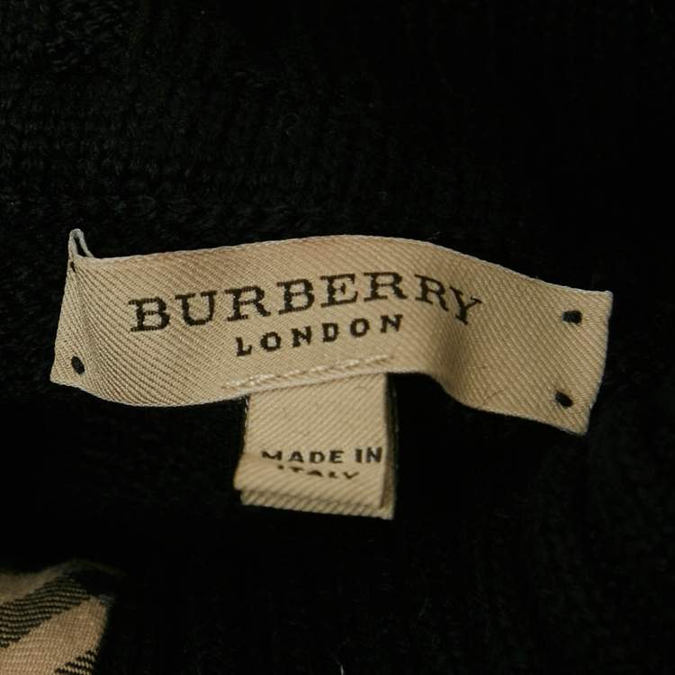 Pre Owned Burberry Black Merino Wool Knit Turtleneck Sweater XS