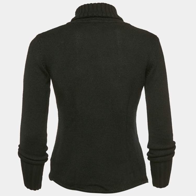 Pre Owned Burberry Black Merino Wool Knit Turtleneck Sweater XS