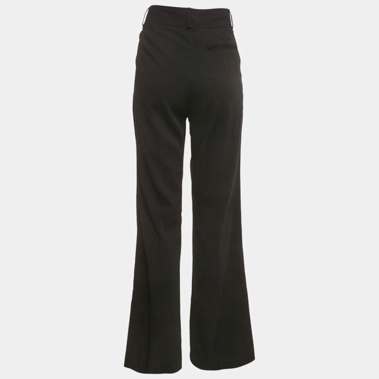Pre Owned Burberry Black Wool Crepe Flared Trousers M