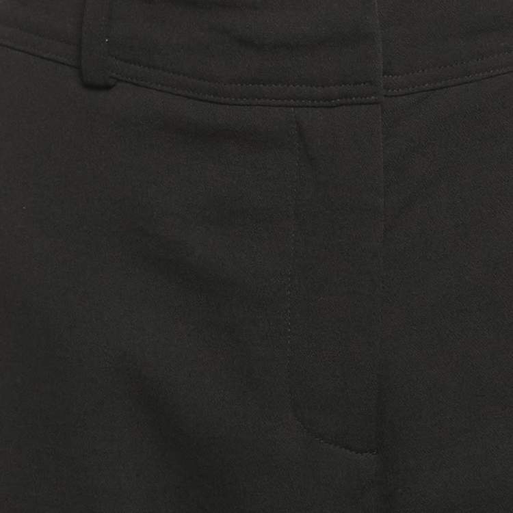 Pre Owned Burberry Black Wool Crepe Flared Trousers M