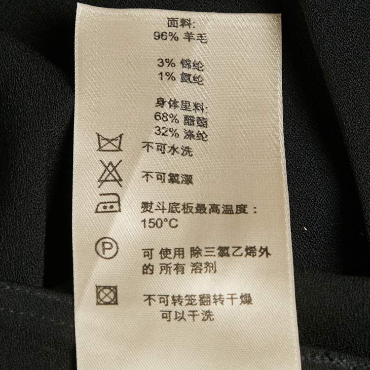 Pre Owned Burberry Black Wool Crepe Flared Trousers M