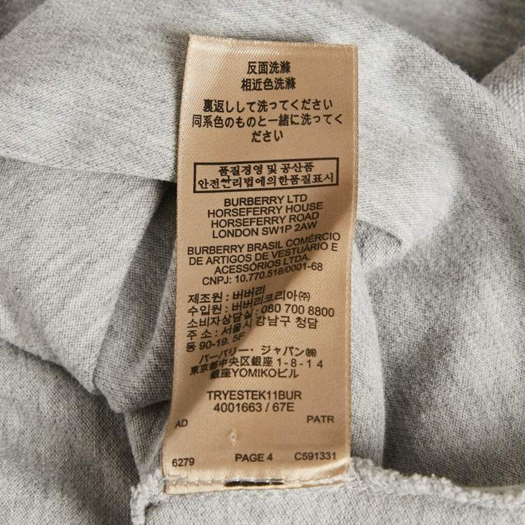 Pre Owned Burberry Grey Cotton Pique Polo T-Shirt L