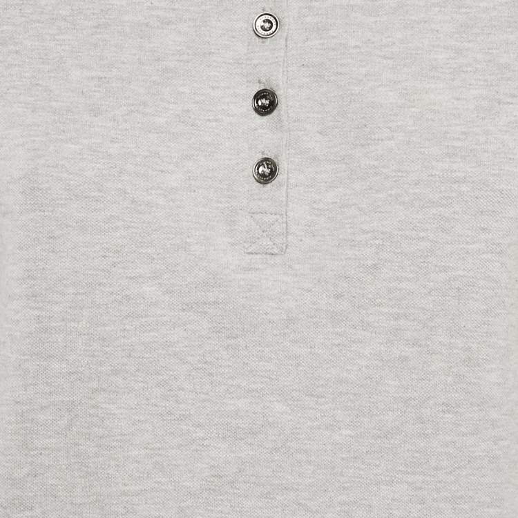 Pre Owned Burberry Grey Cotton Pique Polo T-Shirt L
