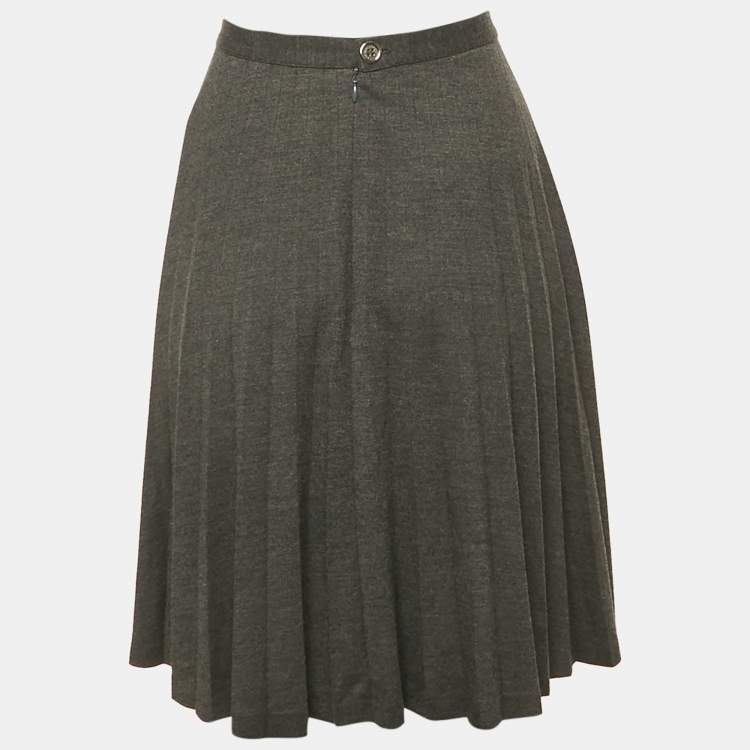 Pre Owned Burberry Black Jersey Flared Mini Skirt S