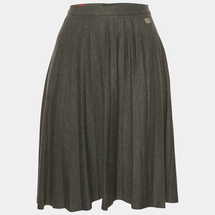 Pre Owned Burberry Black Jersey Flared Mini Skirt S
