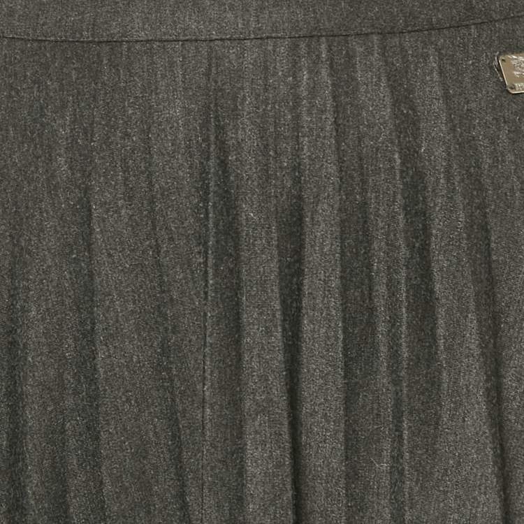 Pre Owned Burberry Black Jersey Flared Mini Skirt S