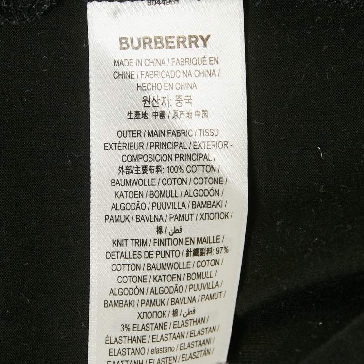 Pre Owned Burberry Black Cotton Nova Check Pocket T-Shirt M