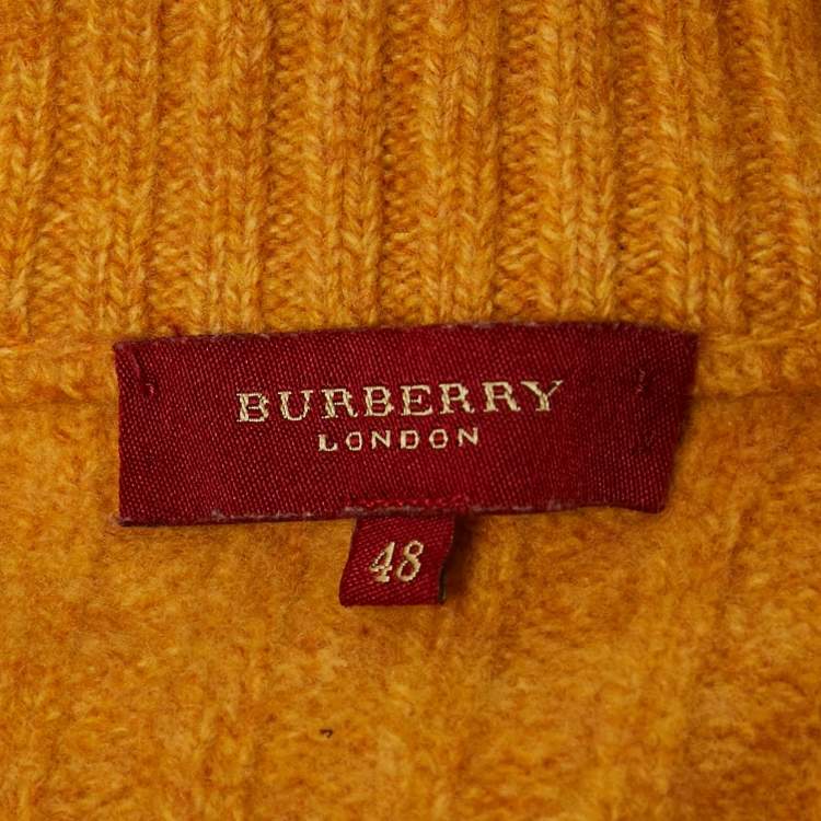 Pre Owned Burberry Mustard Wool Turtle Neck Long Sleeve Sweater L