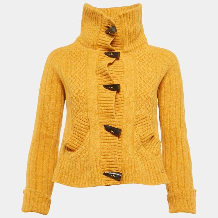 Pre Owned Burberry Mustard Wool Turtle Neck Long Sleeve Sweater L