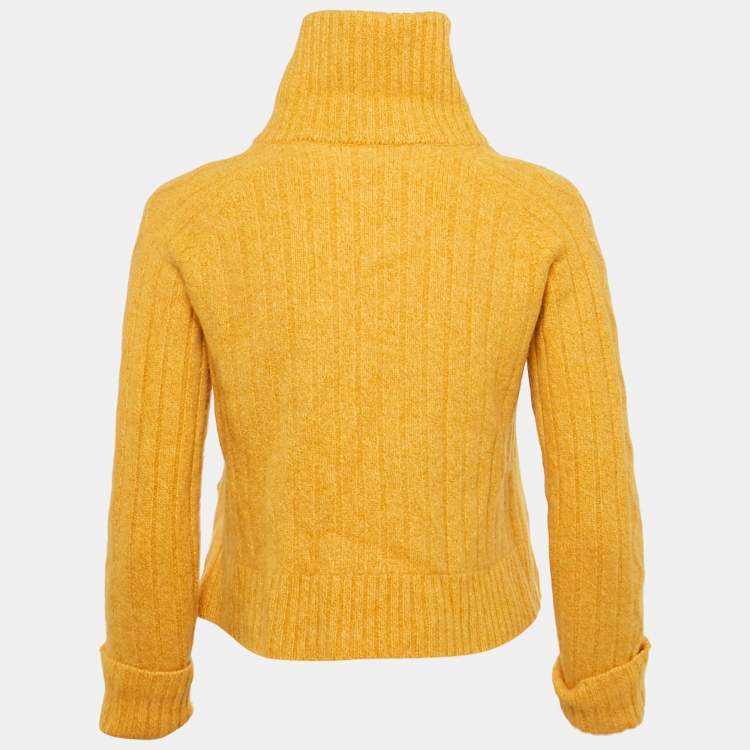 Pre Owned Burberry Mustard Wool Turtle Neck Long Sleeve Sweater L