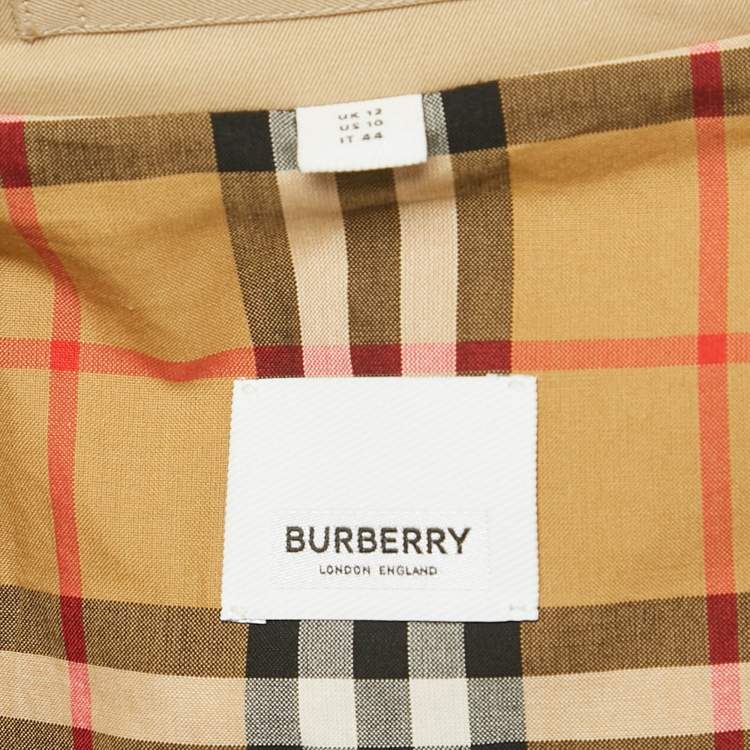 Pre Owned Burberry Beige Gabardine Horseferry Print Coat M