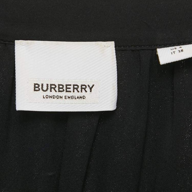 Pre Owned Burberry Black Chiffon Belted Midi Dress S