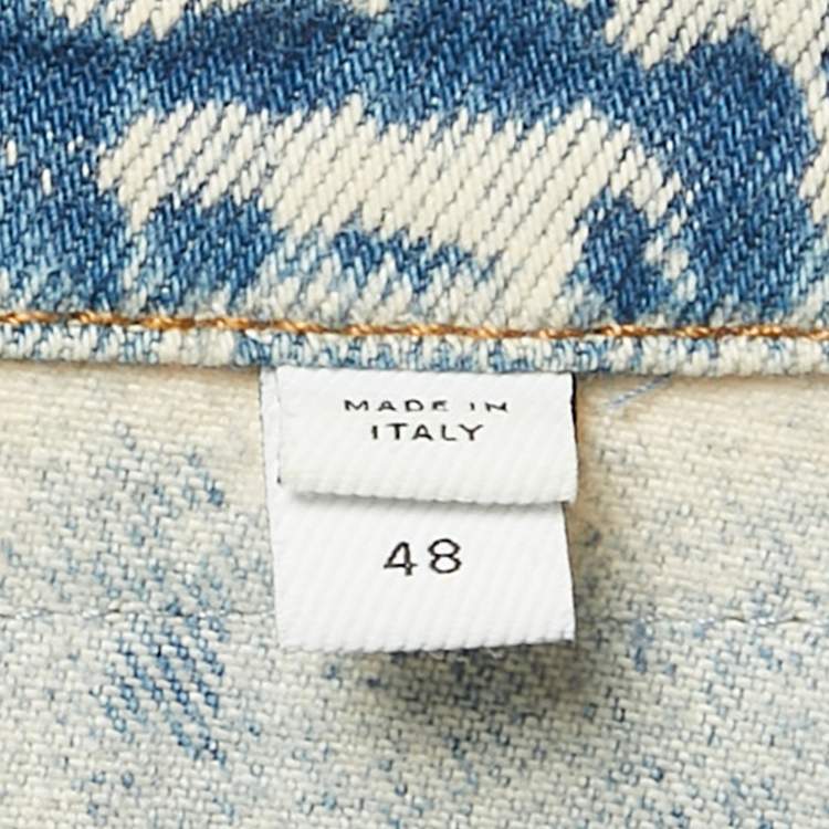 Pre Owned Burberry Blue Bleached Denim Leather Trim Jacket L