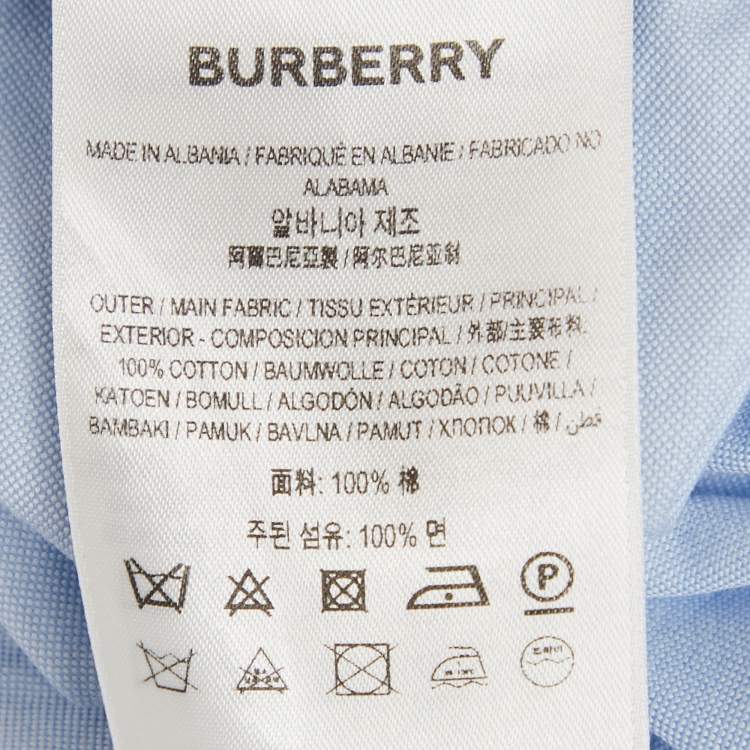 Pre Owned Burberry Blue Cotton Belted Short Shirt Dress S