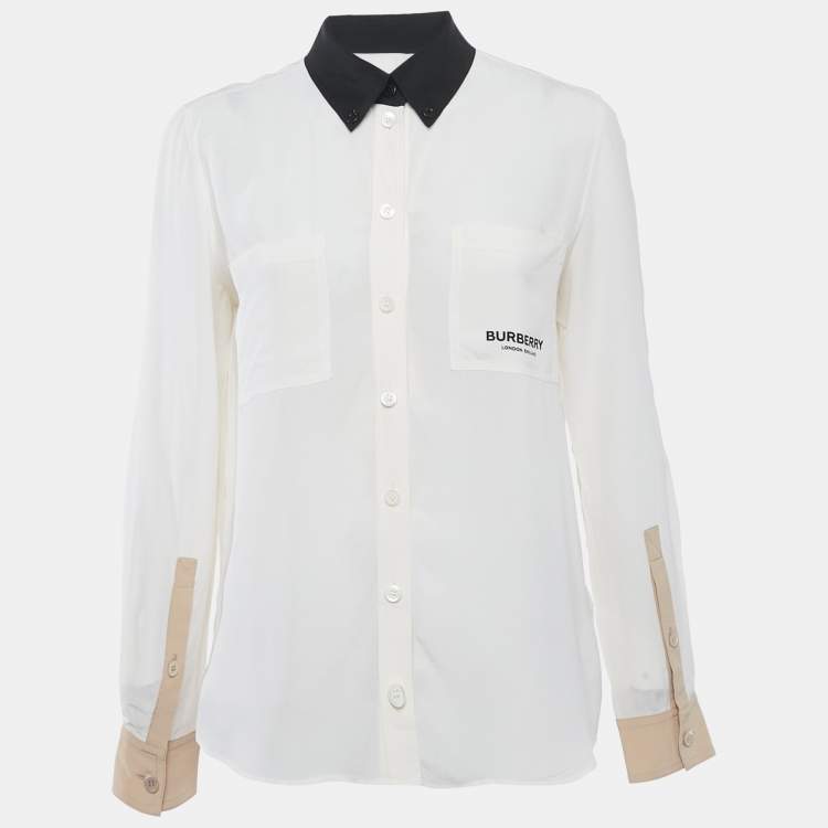 Pre Owned Burberry Natural White Button Front Annette Shirt S