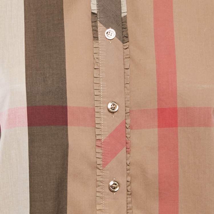 مملوكة مسبقًا Burberry Beige Checked Cotton Half Placket Tunic M