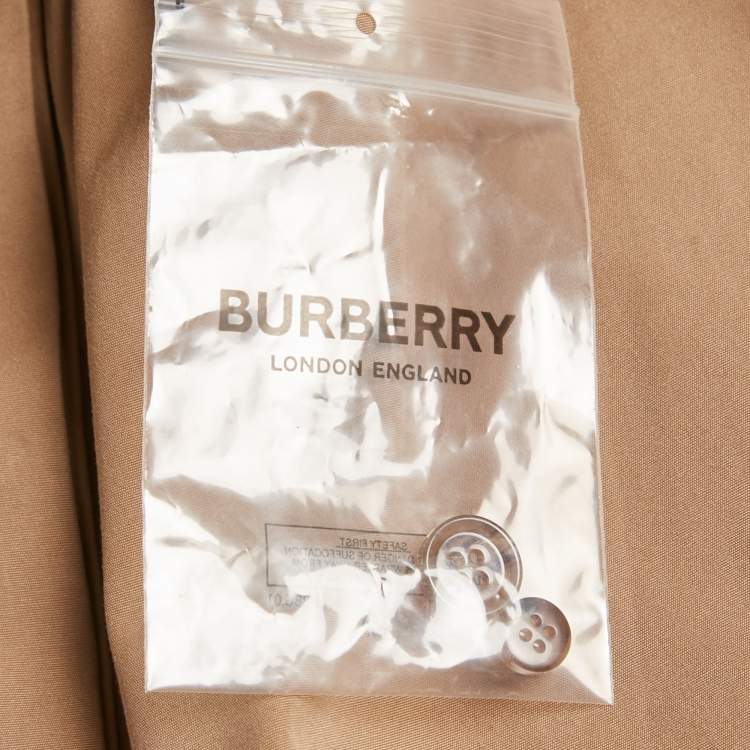 Pre Owned Burberry Brown Cotton Label Detail Button Front Belted Short Dress XS