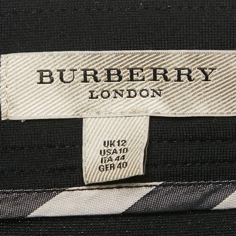 Pre Owned Burberry Black Mesh Trim Jersey Pencil Skirt M