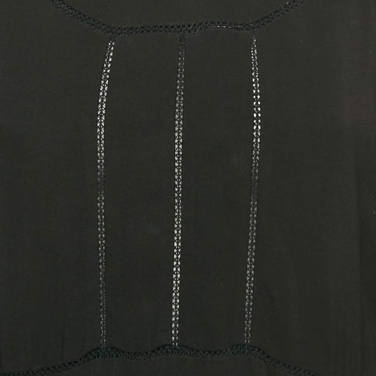 Pre Owned Burberry Black Crepe Lace Inserts Midi Dress S