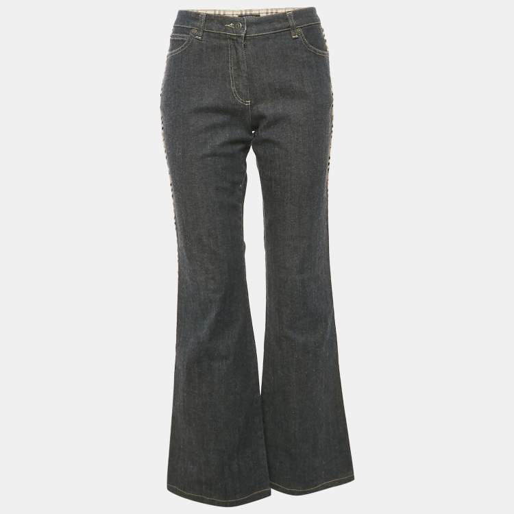 Pre Owned Burberry Navy Blue Denim Flared Jeans M Waist 29"