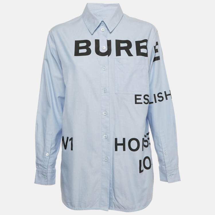 Pre Owned Burberry Blue Horseferry Cotton Button Front Shirt S