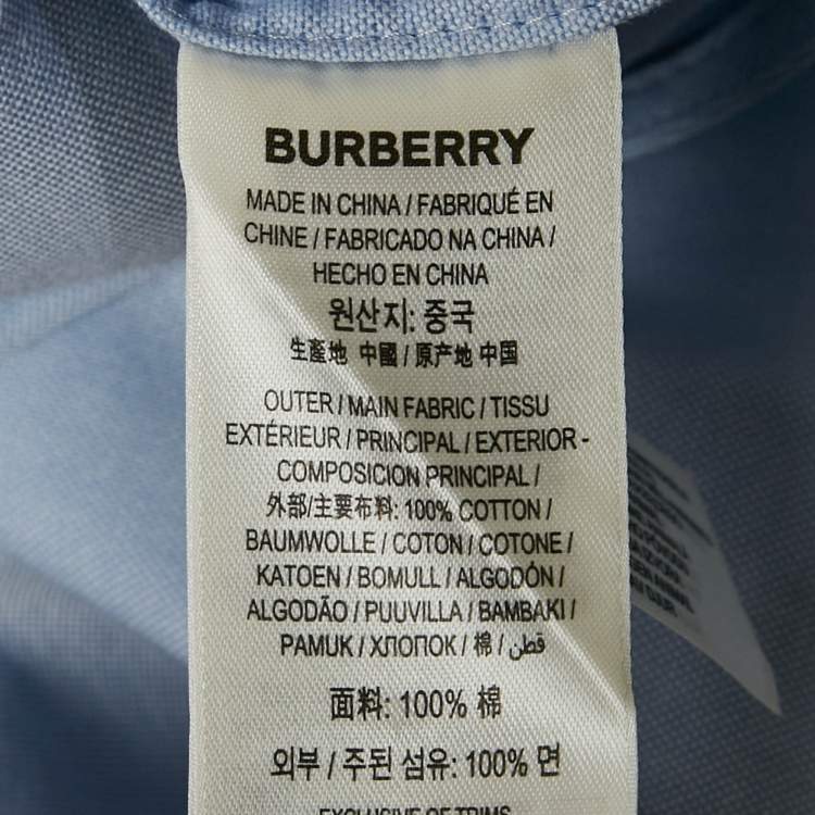 Pre Owned Burberry Blue Horseferry Cotton Button Front Shirt S