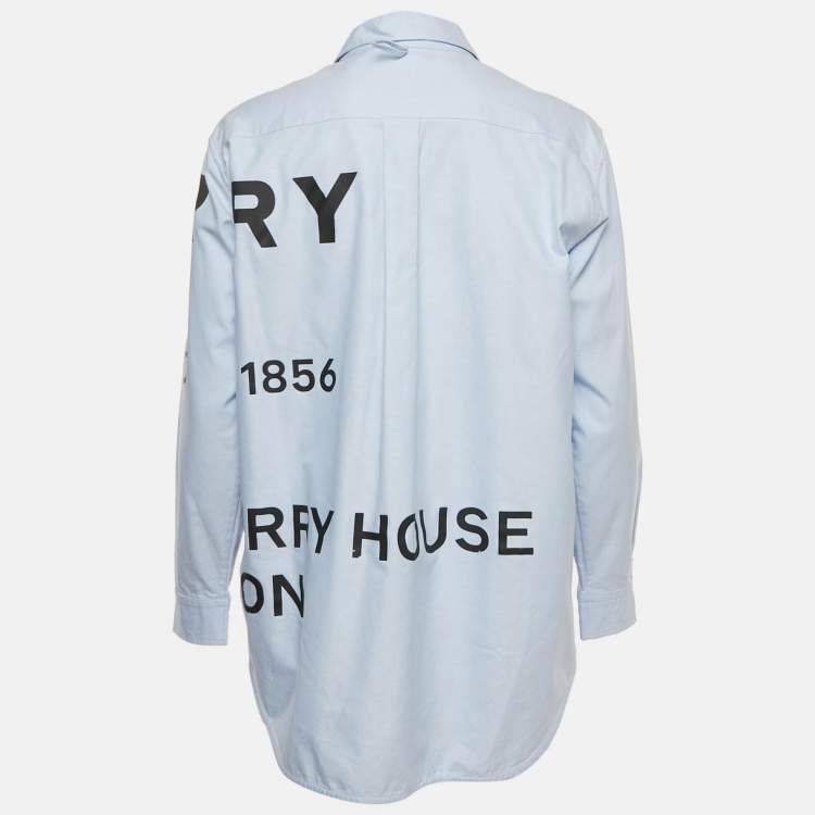 Pre Owned Burberry Blue Horseferry Cotton Button Front Shirt S