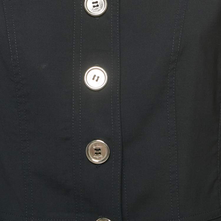 Pre Owned Burberry Navy Blue Cotton Button Front Jacket M
