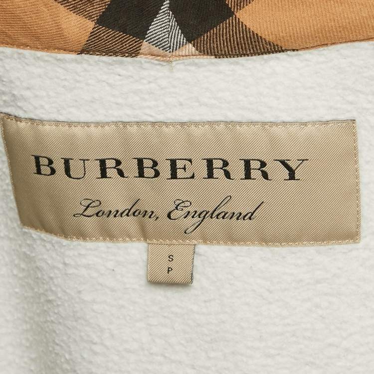 Pre Owned Burberry Grey Cotton Check Hooded Zip-Up Jacket S