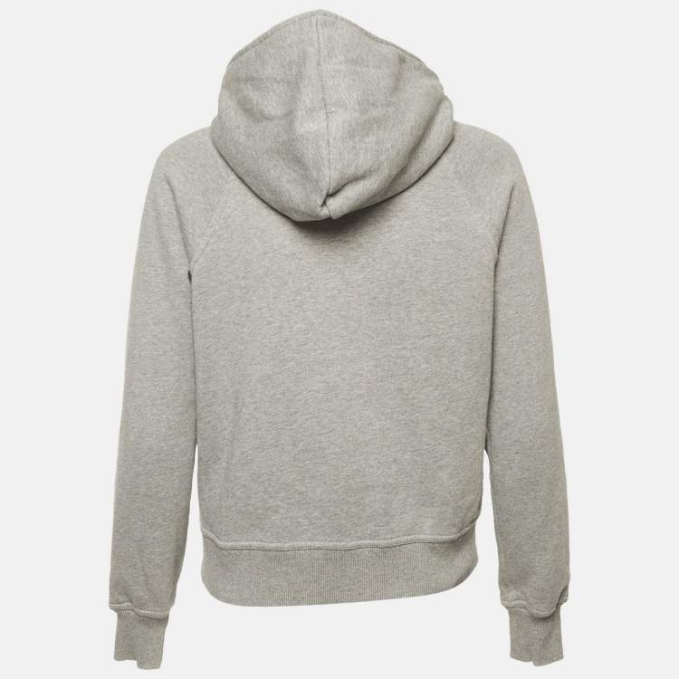 Pre Owned Burberry Grey Cotton Check Hooded Zip-Up Jacket S