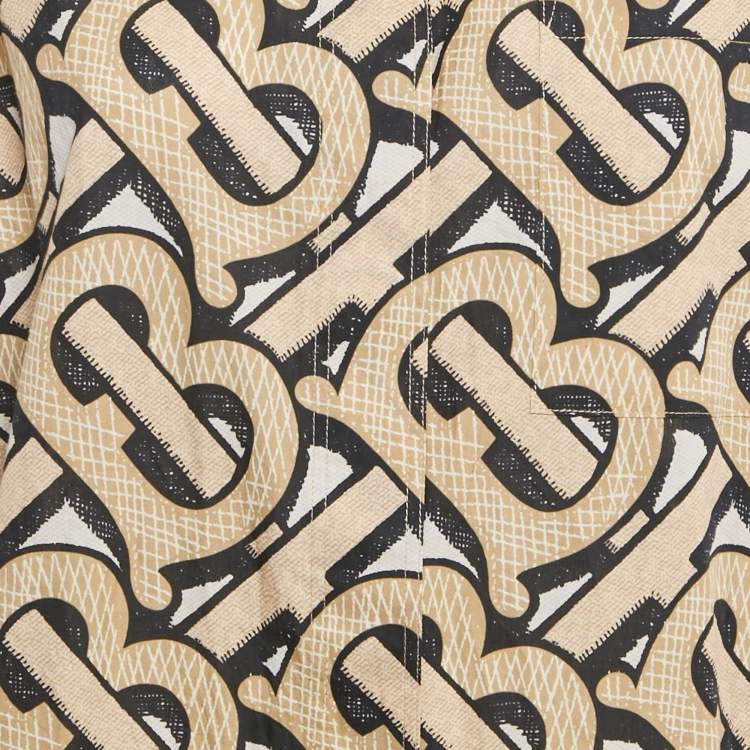 Pre Owned Burberry Beige TB Monogram Cotton Shirt XS