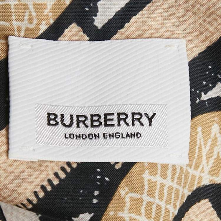 Pre Owned Burberry Beige TB Monogram Cotton Shirt XS