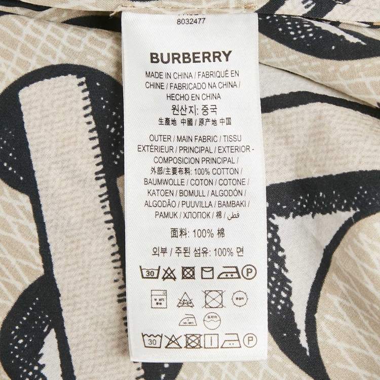 Pre Owned Burberry Beige TB Monogram Cotton Shirt XS
