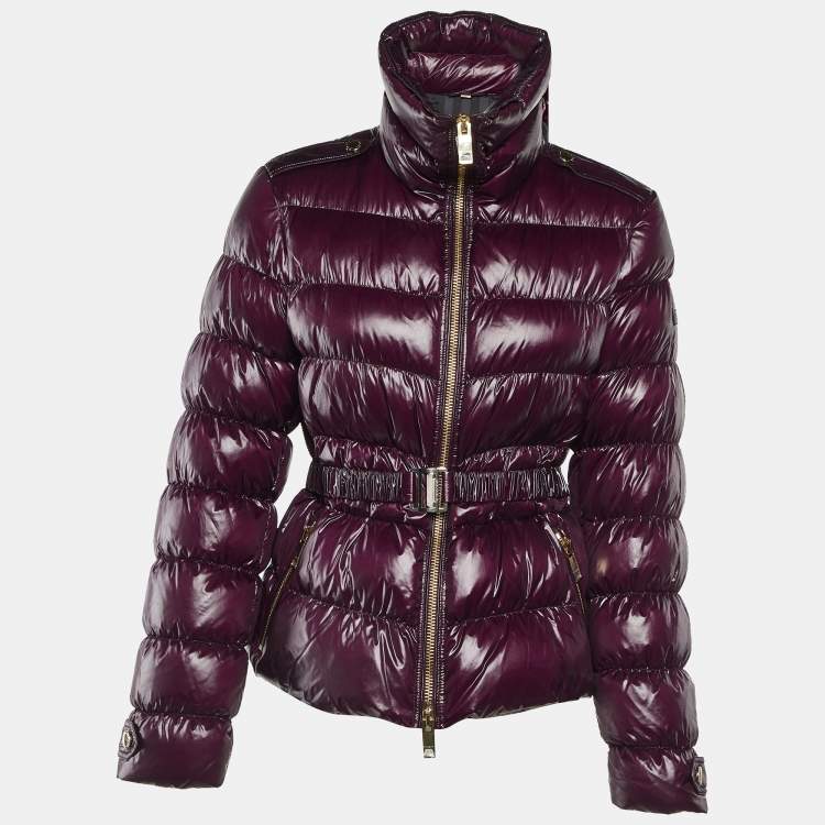 Pre Owned Burberry Purple Nylon Quilted Down Jacket L